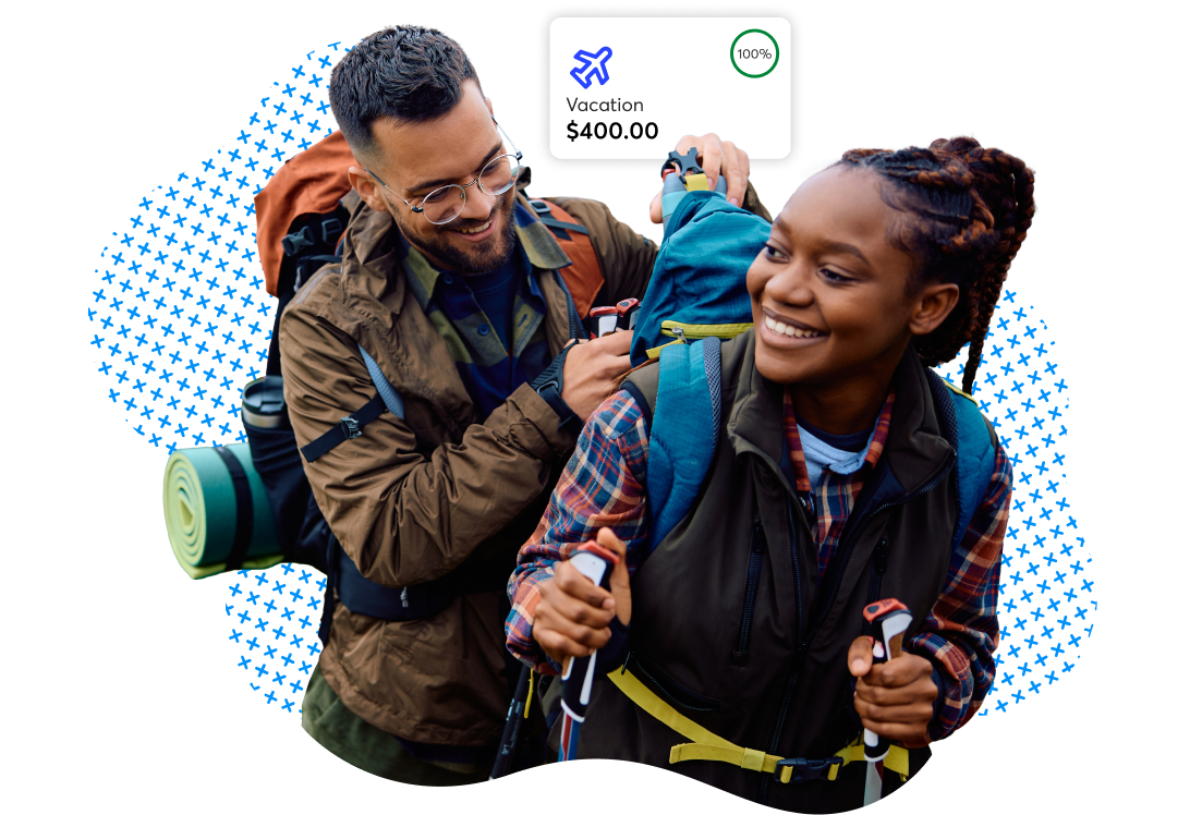 Vacation expense screen with $400 amount and GO2 Bank navigation