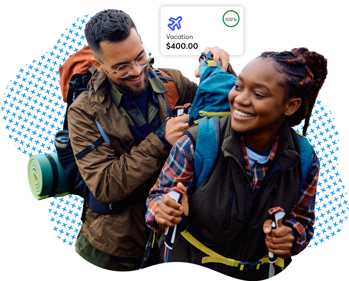 Vacation expense screen with $400 amount and GO2 Bank navigation